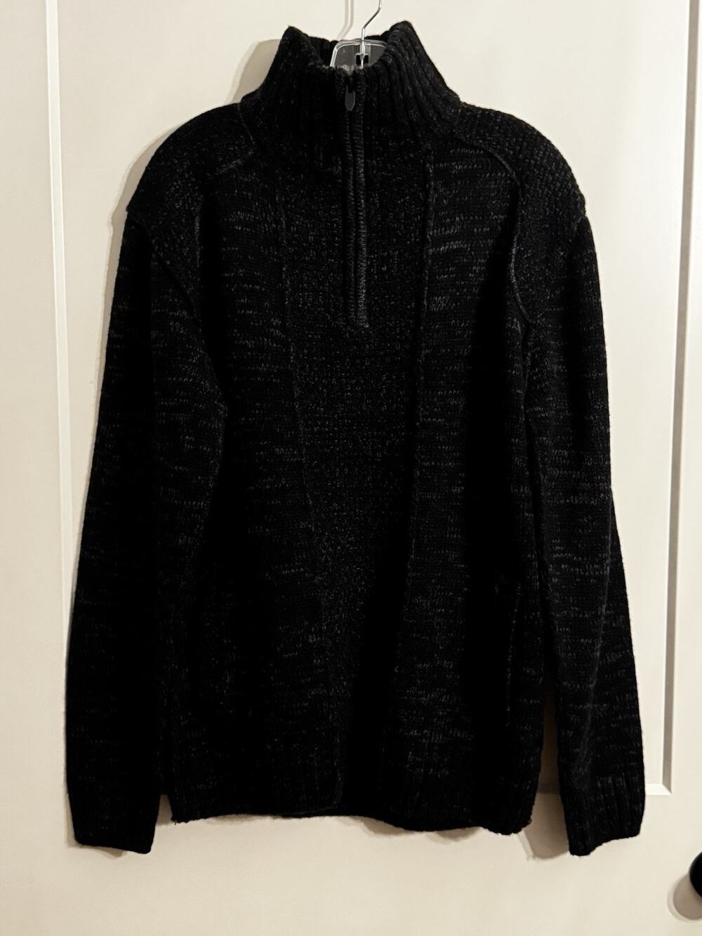 Hudson & Barrow Mock Neck Pullover Sweater Sz XL Charcoal Chunky Elbow Patches